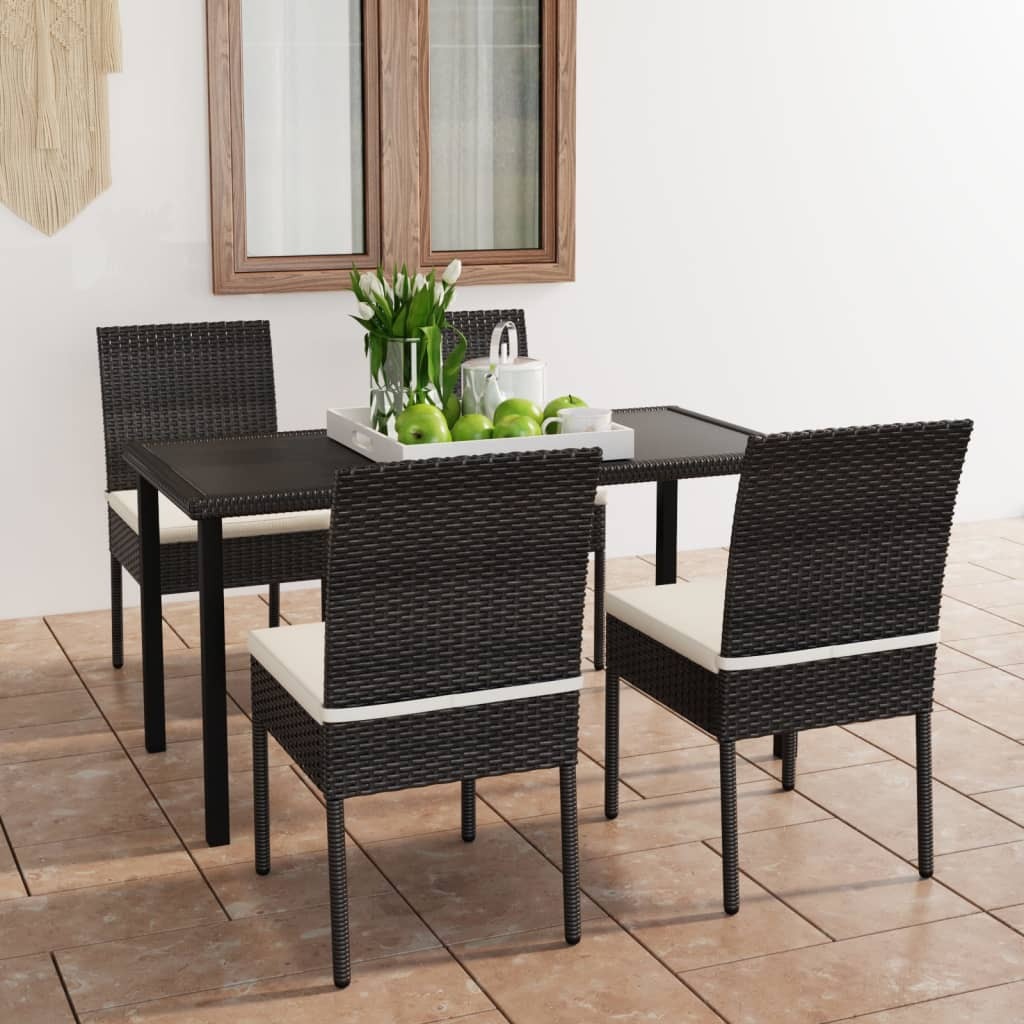 Dining Set Black Poly rattan Durable Dining Set Rectangular