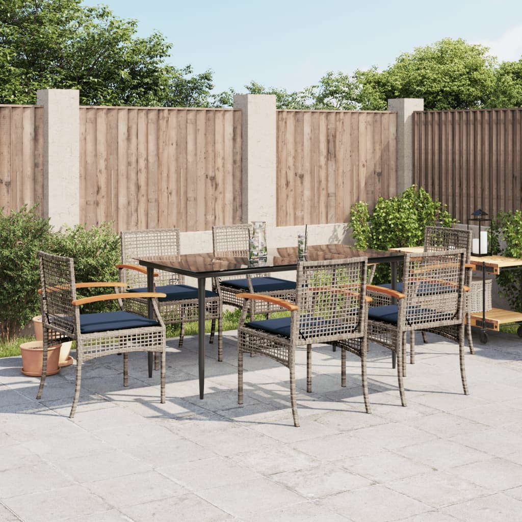 Patio Dining Set Set of 6 Gray, Navy Blue, Black