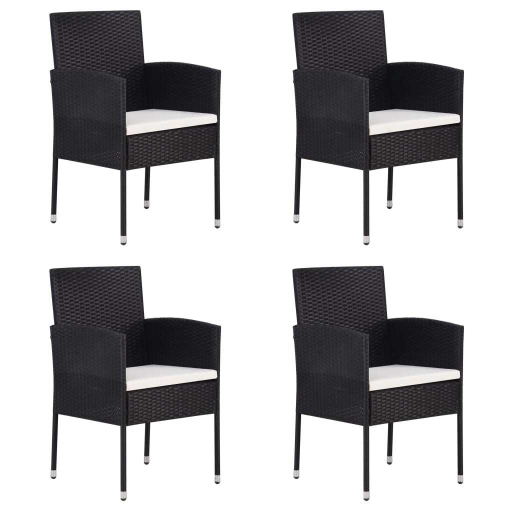 Garden Chair Set of 4 Black, Cream White