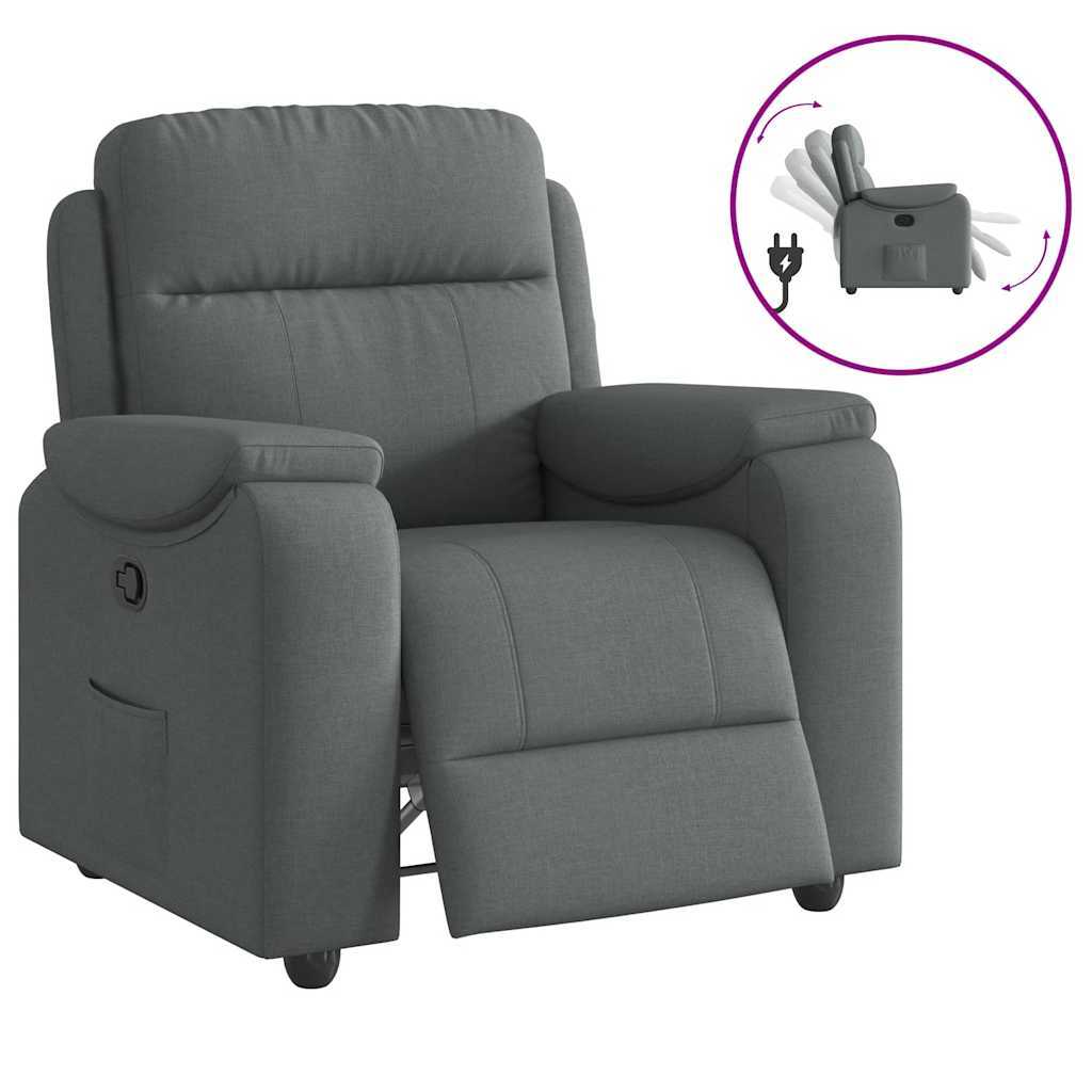 Recliner Chair Dark grey Fabric (100% polyester), metal, plywood