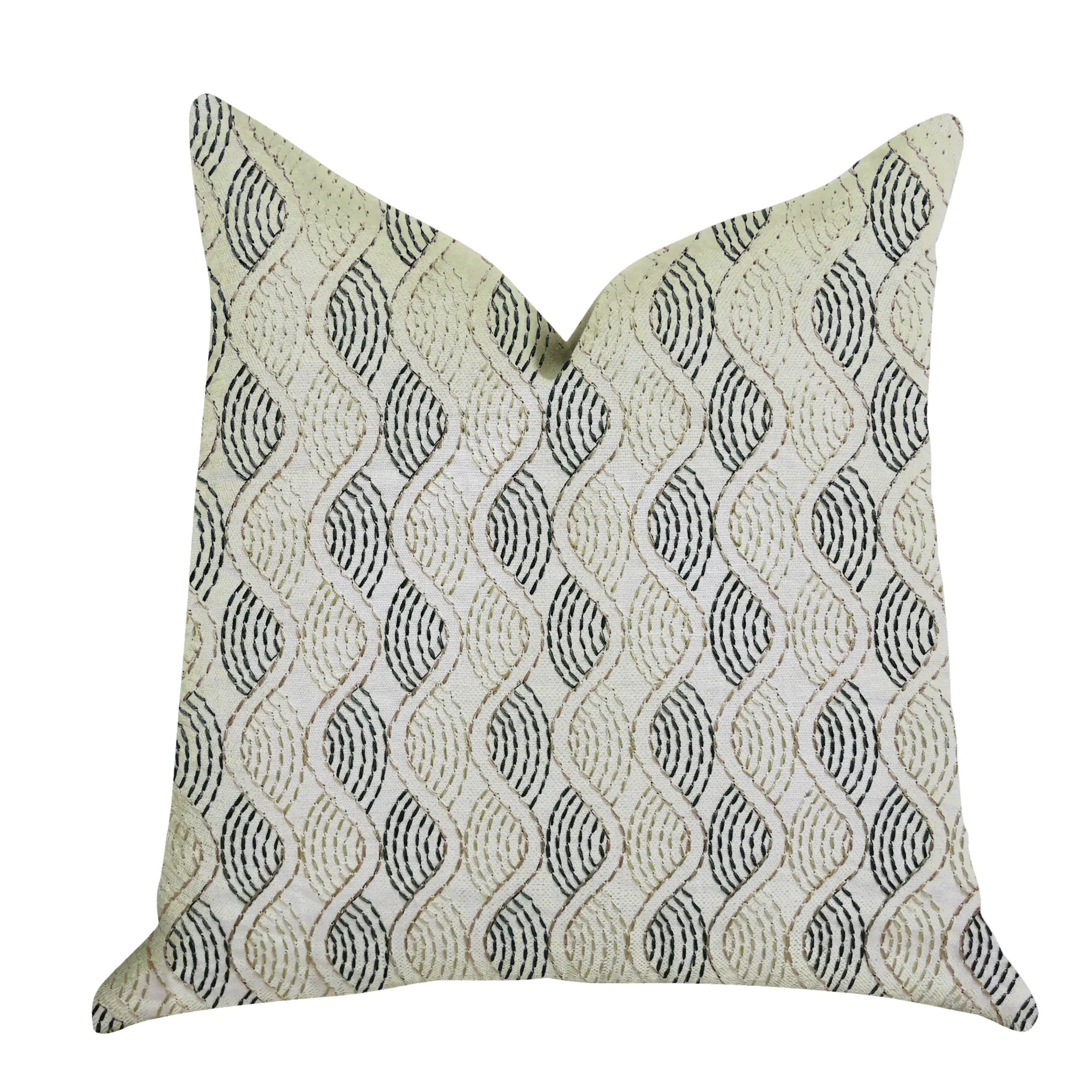 Plutus Enigma Twist Luxury Throw Pillow in Blue, Beige Colors