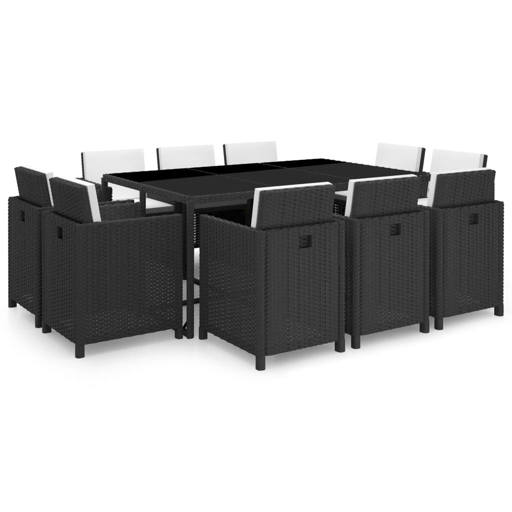 Outdoor Dining Set Black and Cream White