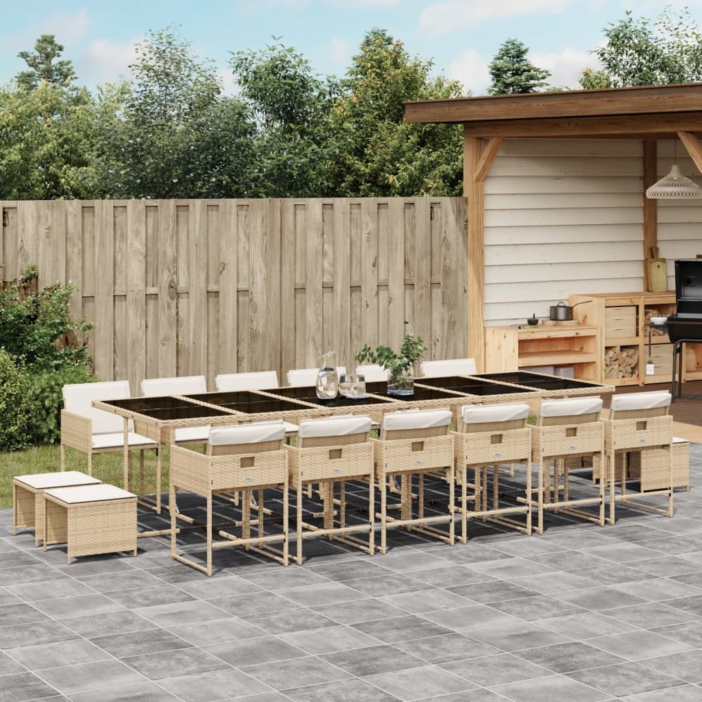 Garden Dining Set Beige, Black, Cream White