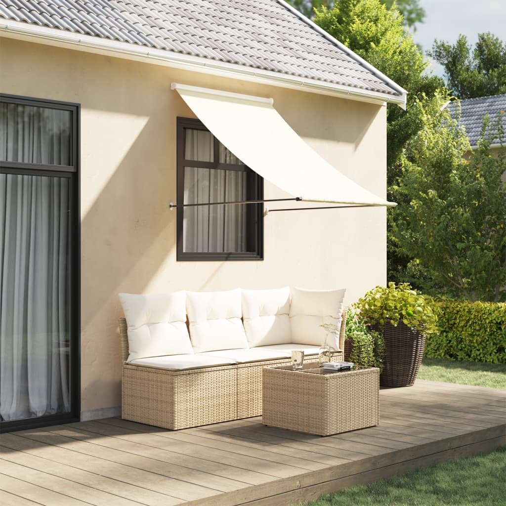 Retractable Awning Cream Polyester fabric with PA coating, Steel