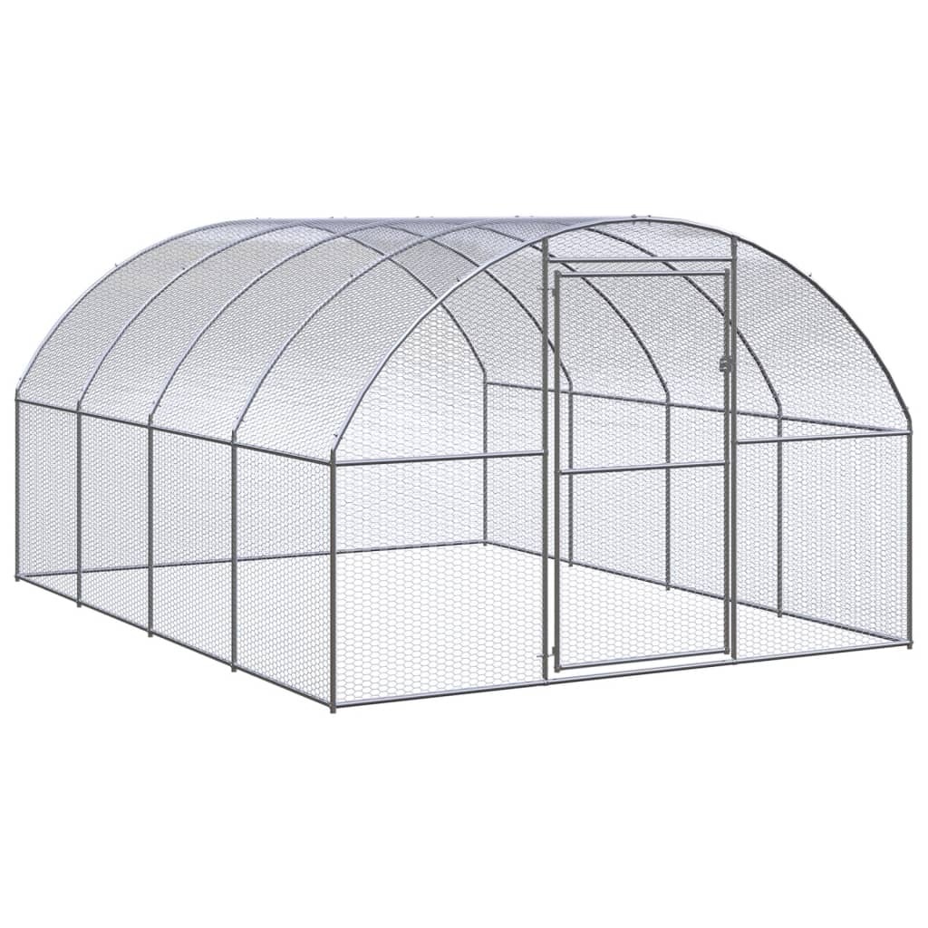 Chicken Coop Silver Galvanized Steel Large Durable Chicken Coop