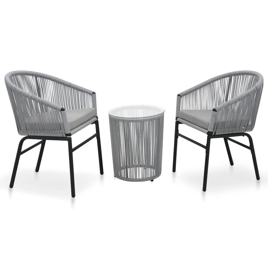 Bistro Set Grey PE Rattan Compact Durable Bistro Set Round