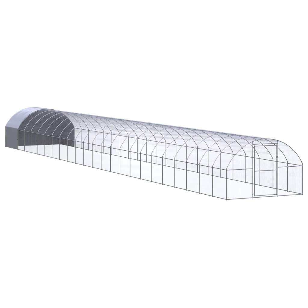 Chicken Coop Silver and silver gray Galvanized steel, Polyethylene
