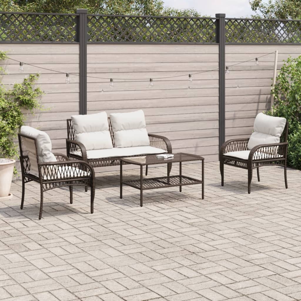 Patio Sofa Set Brown, Cream White