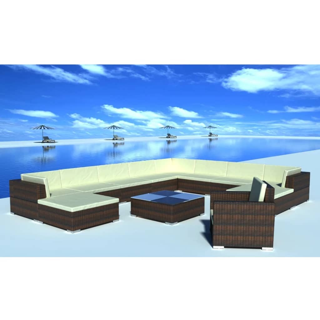 Patio Furniture Set Set of 12 Brown Powder-coated steel Large