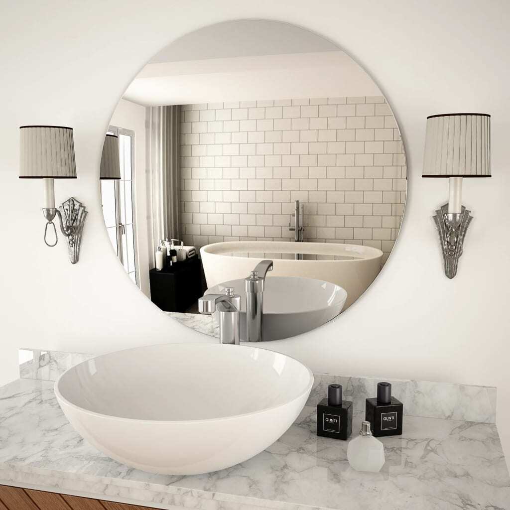 Wall Mirror Transparent Glass 27.6 in diameter Wall mounting