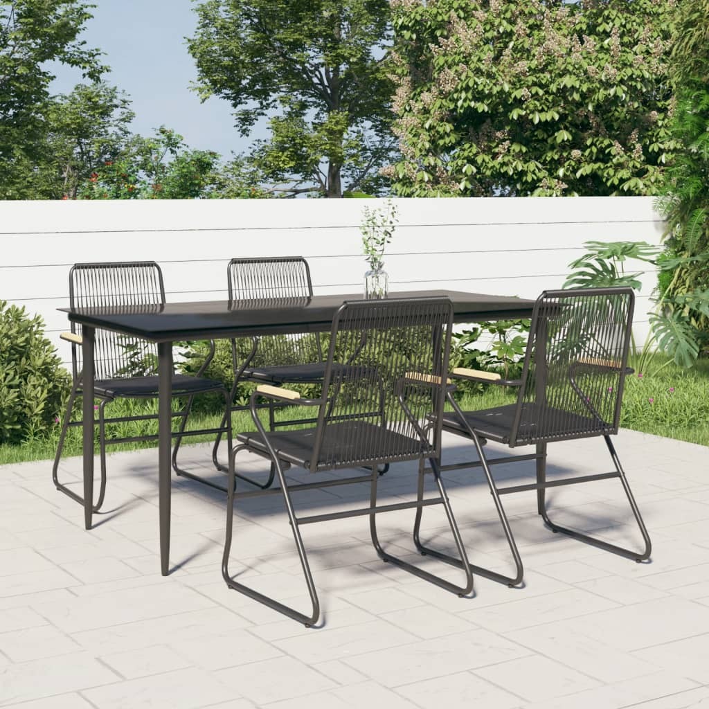 Garden Dining Set Black