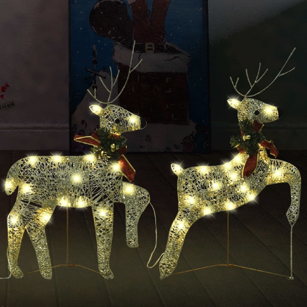 Christmas Reindeer Set of 2 Gold Mesh Medium Christmas Reindeer