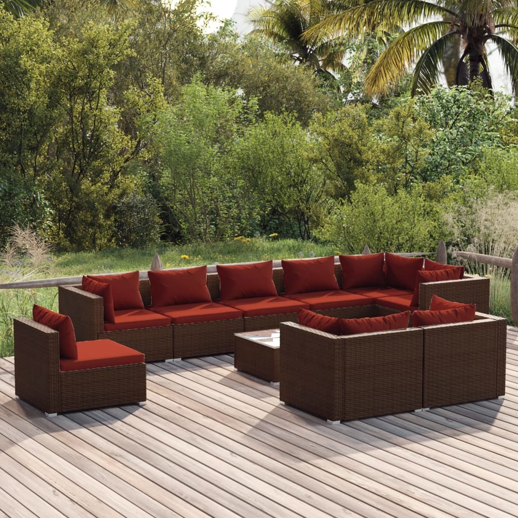 Garden Lounge Set Brown PE rattan Large Modular
