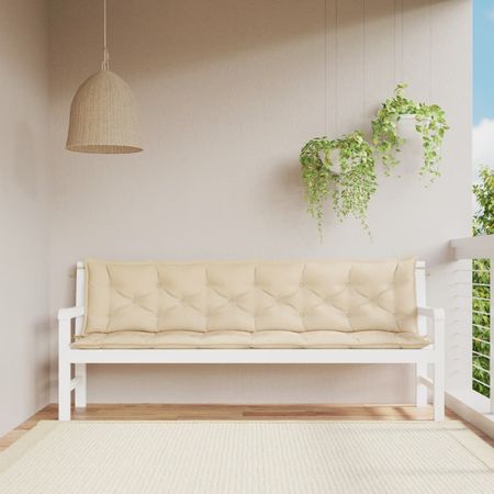Garden Bench Cushion Set of 2 Beige Oxford fabric (100% polyester)