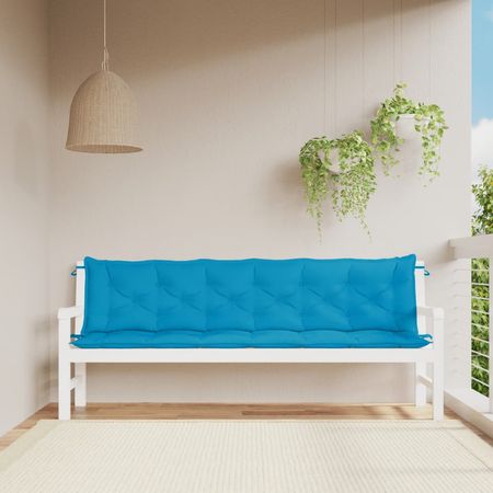 Garden Bench Cushion Set of 2 Light blue