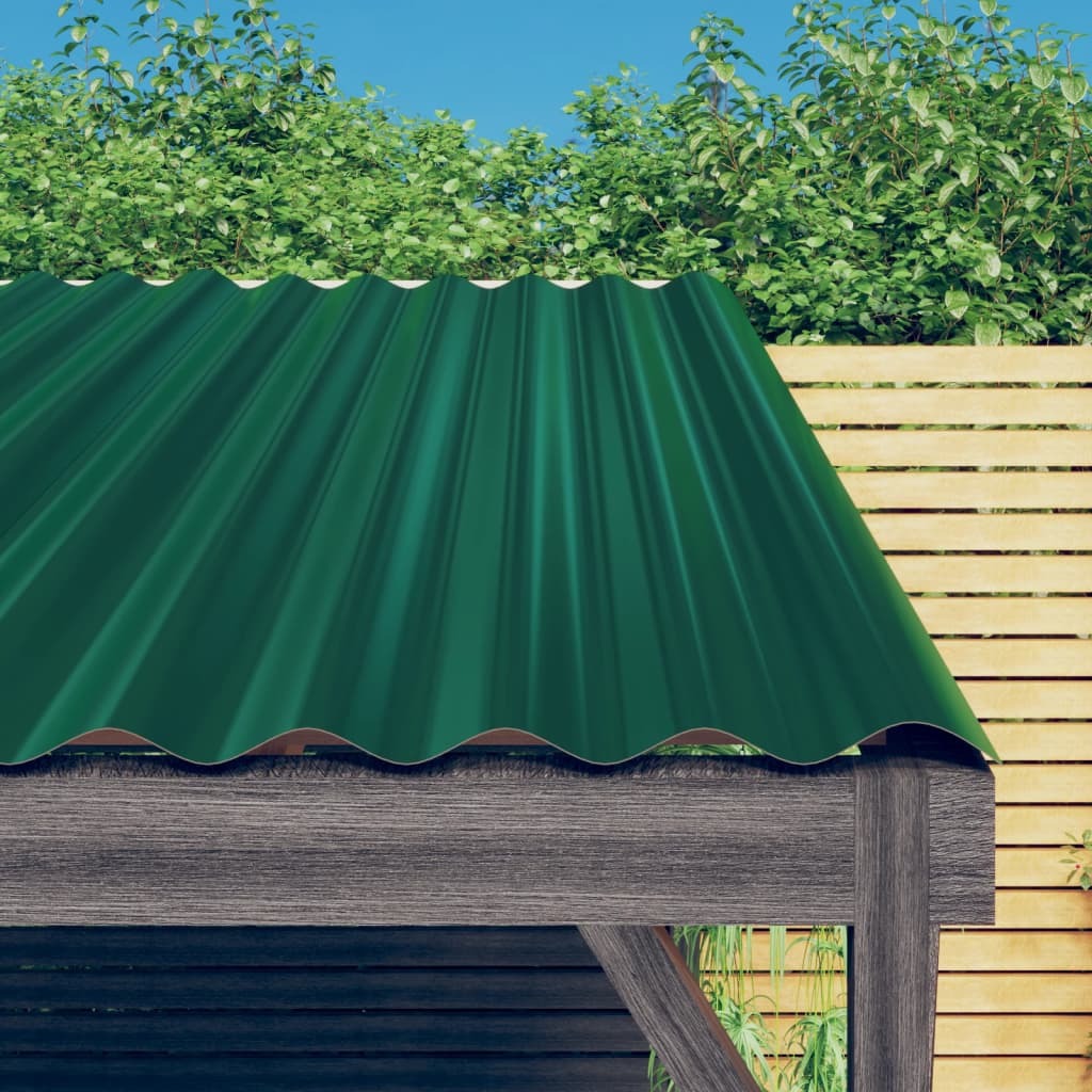 Roof Panels 12 pcs Galvanized Steel Green 23.6"x14.2"