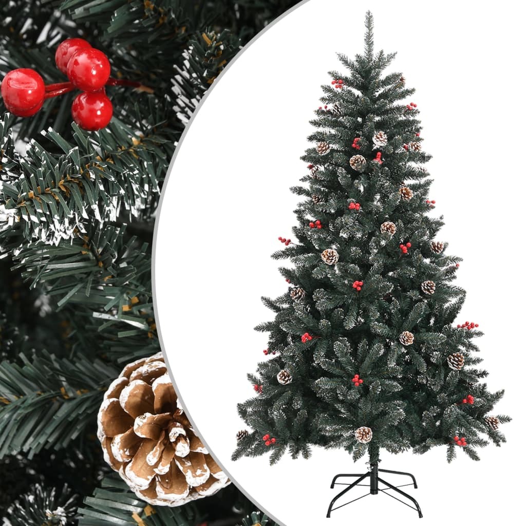 Christmas Tree Green and White PVC and Steel 59.1 in