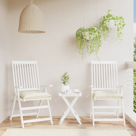 Chair Cushion Set of 2 Cream White Oxford fabric (100% polyester)