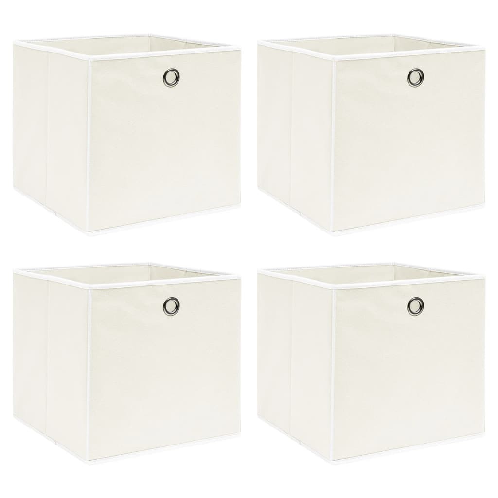 Storage Box Set of 4 White Non-woven fabric (100% polyester)
