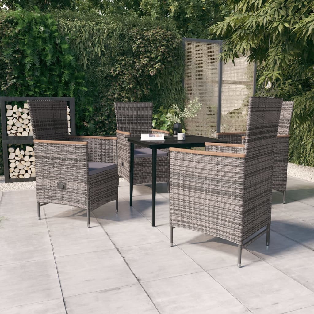 Garden Dining Set Grey and Black