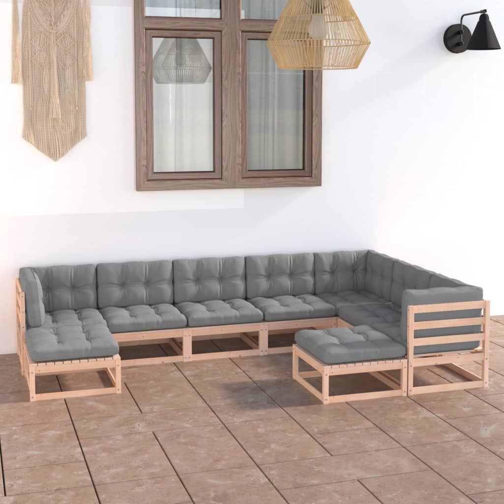 Garden Lounge Set Natural Wood Solid Pine Wood Large Modular