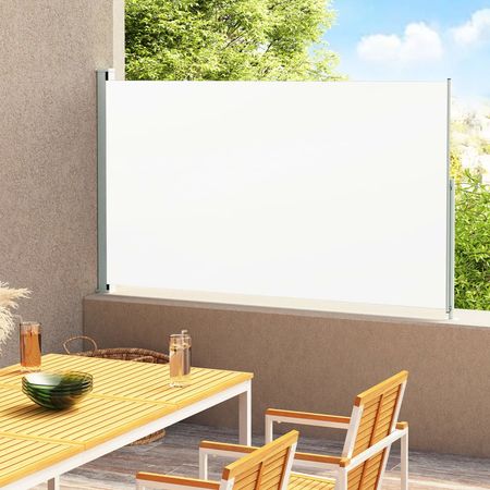 Side Awning Black Powder-Coated Steel 70.9x118.1 in Retractable