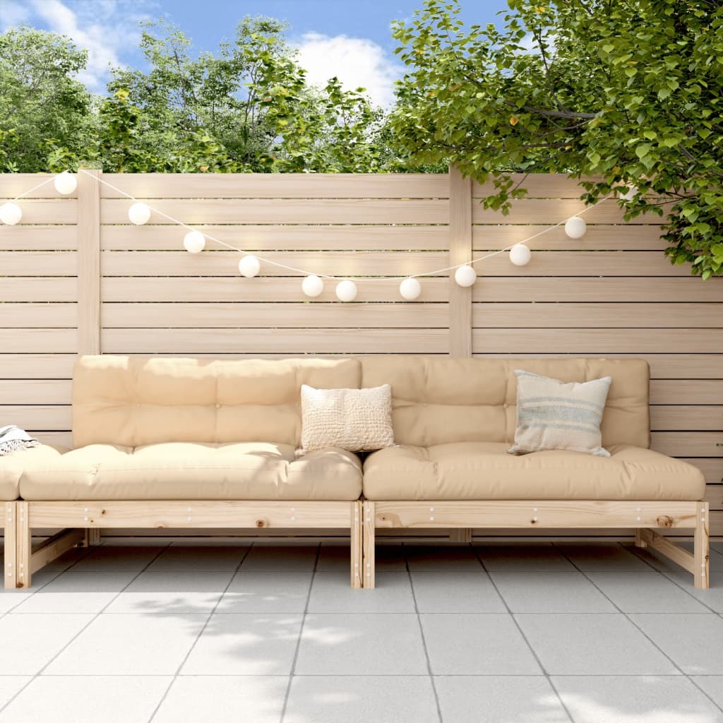 Garden Middle Sofa Natural Solid pine wood 48.0 x 33.1 x 27.6 in