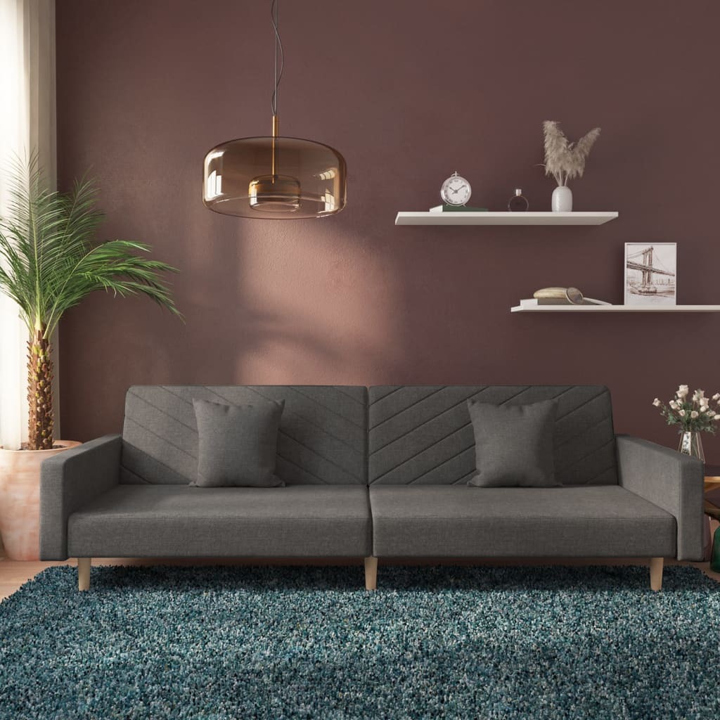 Sofa Bed Dark Gray Fabric (100% polyester), wood, plastic, foam
