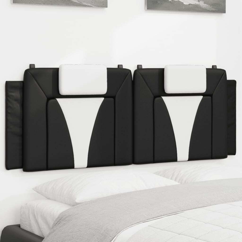 Headboard Cushion Black and White Faux Leather 54 in Double