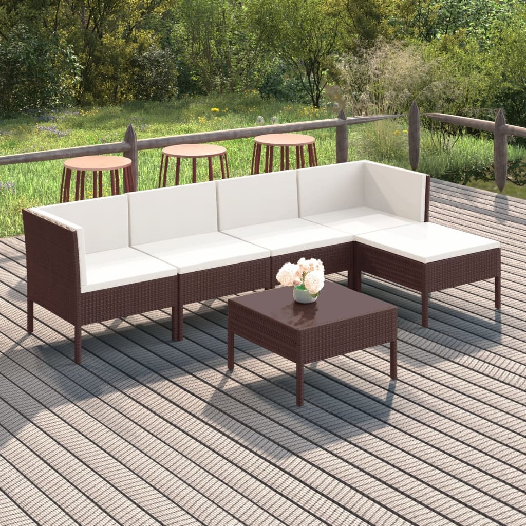 Garden Lounge Set Brown, Cream White