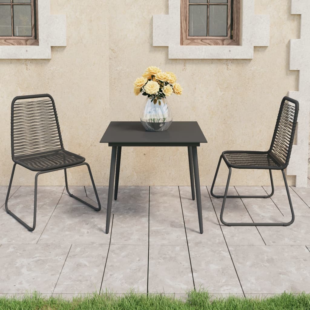 Dining Set Black PVC Rattan Compact Lightweight Dining Set