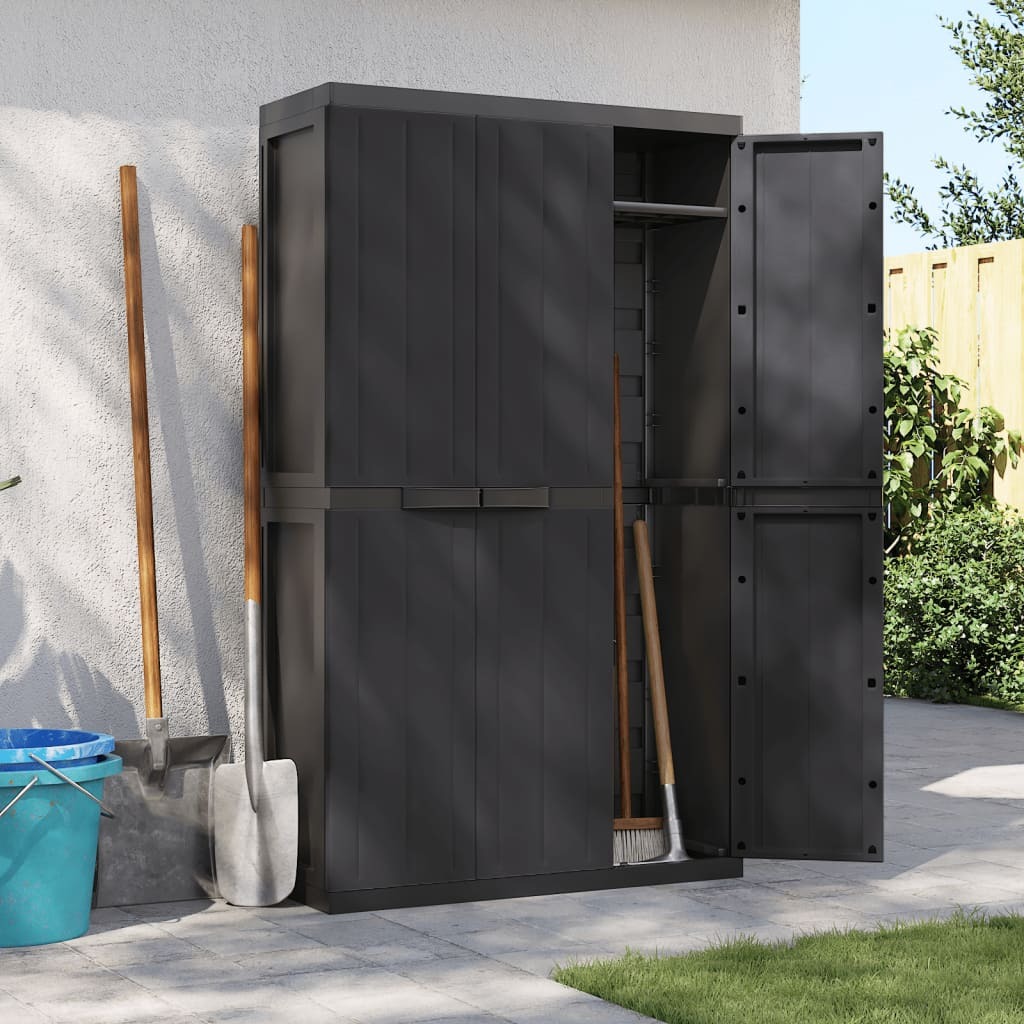 Outdoor Storage Cabinet Black Polypropylene 38 x 14 x 65 in