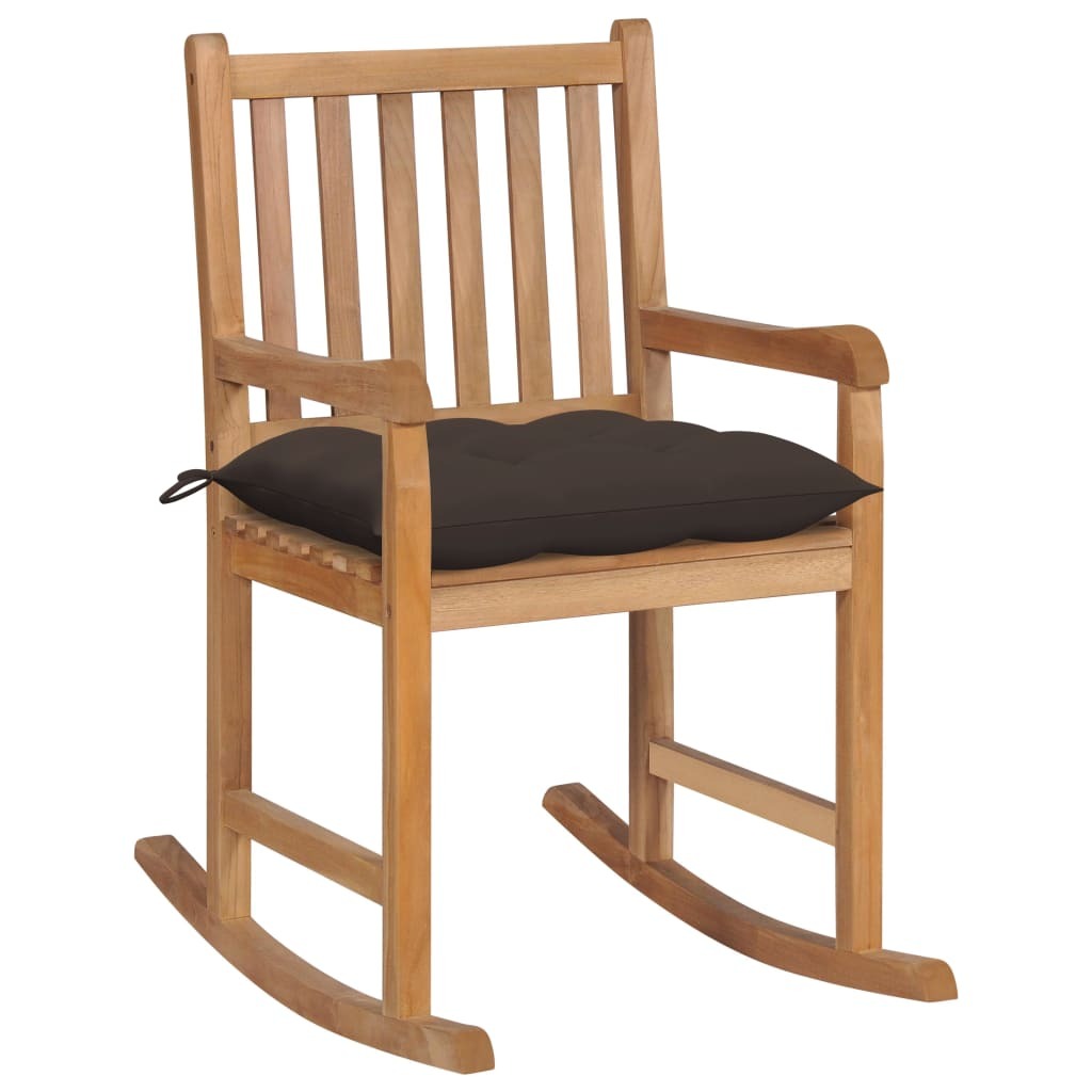 Rocking Chair Taupe, Natural Teak Fine Sanded Teak Hardwood