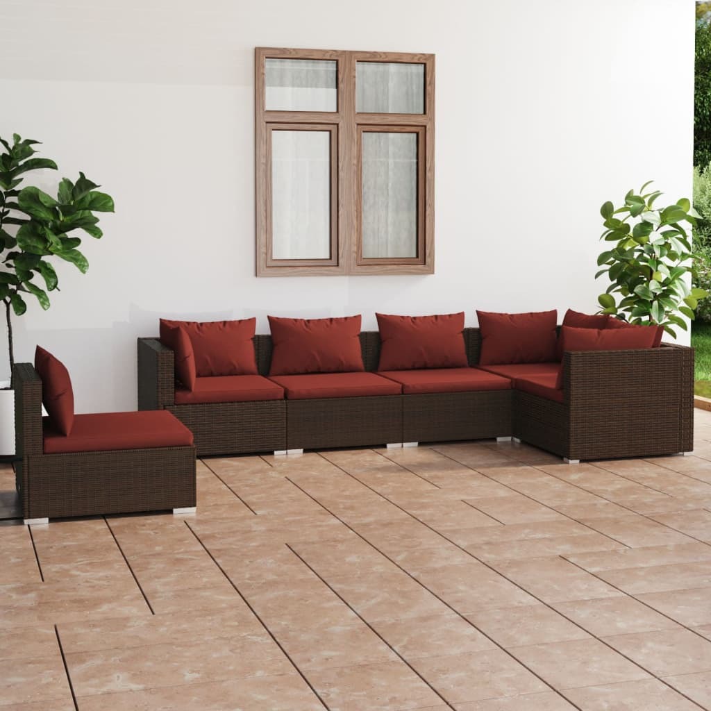 Garden Lounge Set Brown and Cinnamon Red