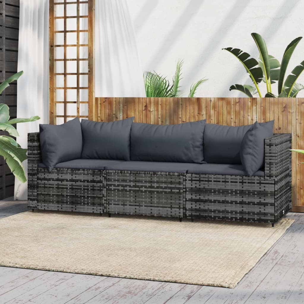 Patio Lounge Set Grey with Anthracite cushions