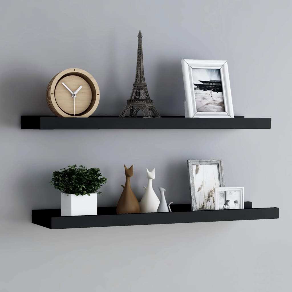 Frame Ledge Shelf Set of 2 Black MDF 31.5 in Wall mounting