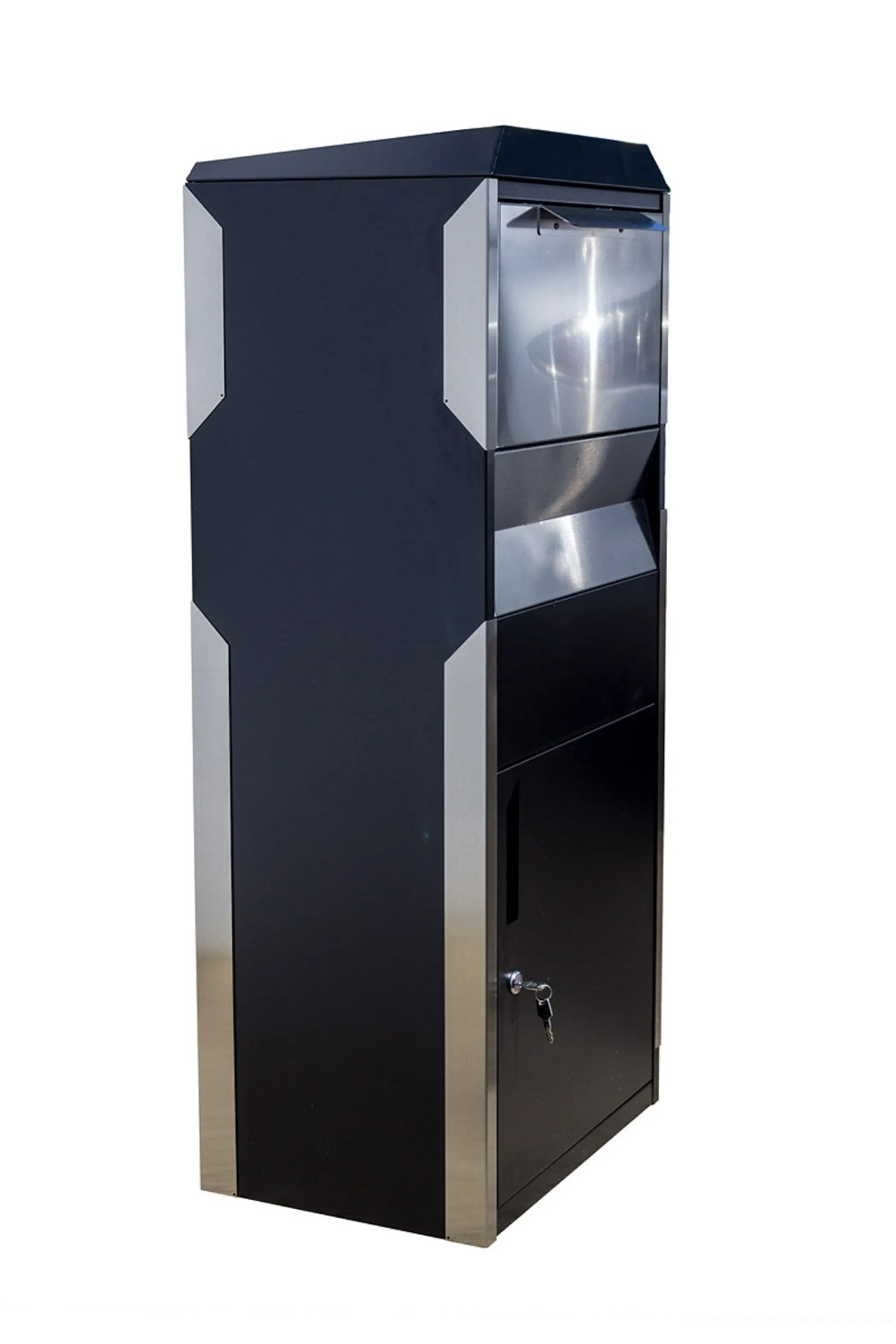Parcel Box In Black With Stainless Steel 