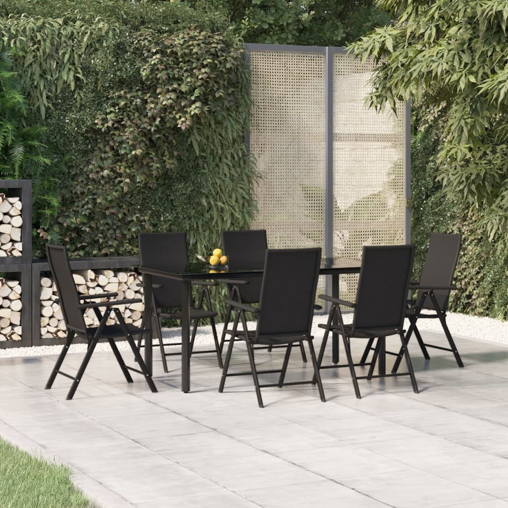 Garden Dining Set Black PE rattan Medium Foldable