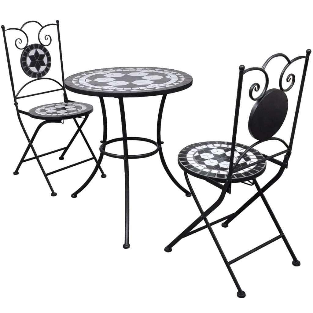 Patio Furniture Black and White Powder-coated steel and ceramic