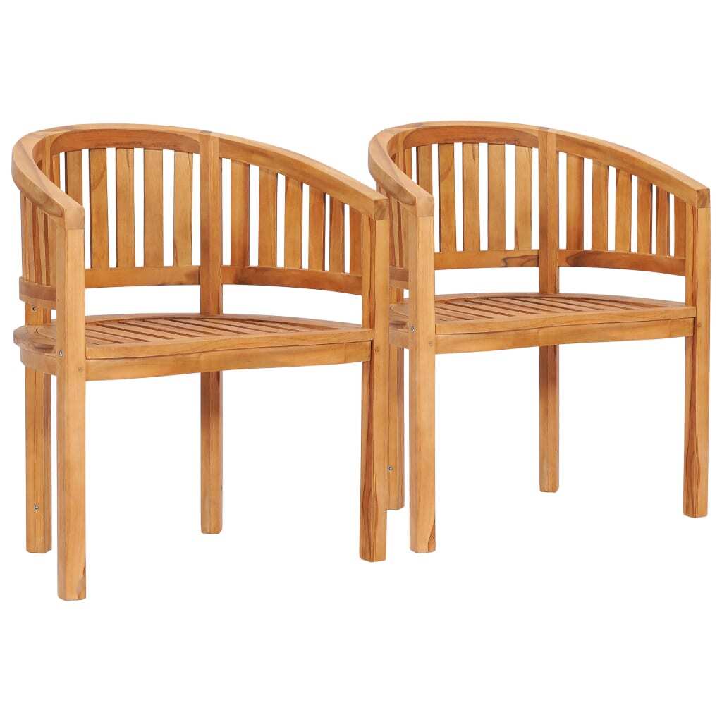 Garden Chair Set of 2 Natural Teak Teak Wood Standard