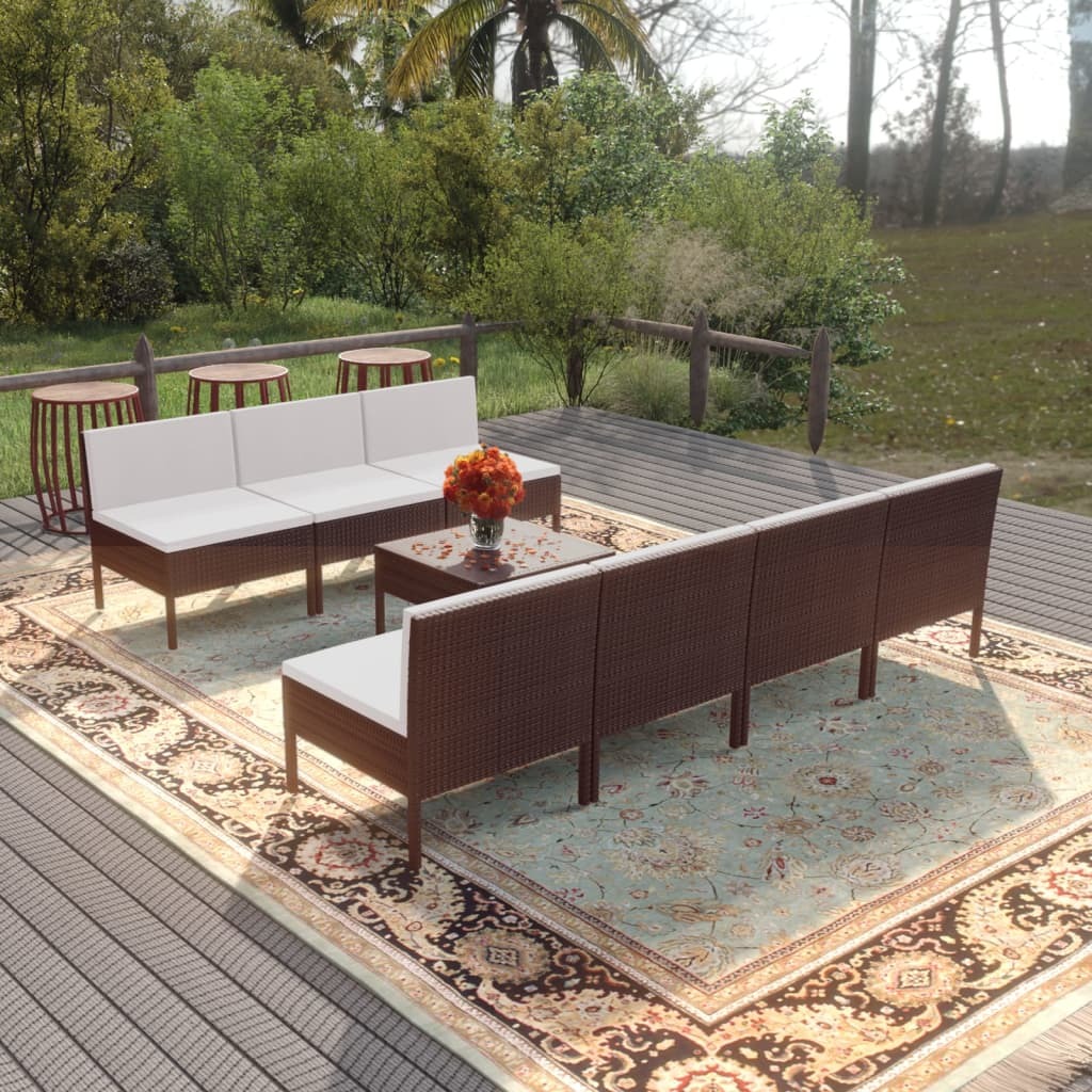 Garden Lounge Set Brown, Cream White