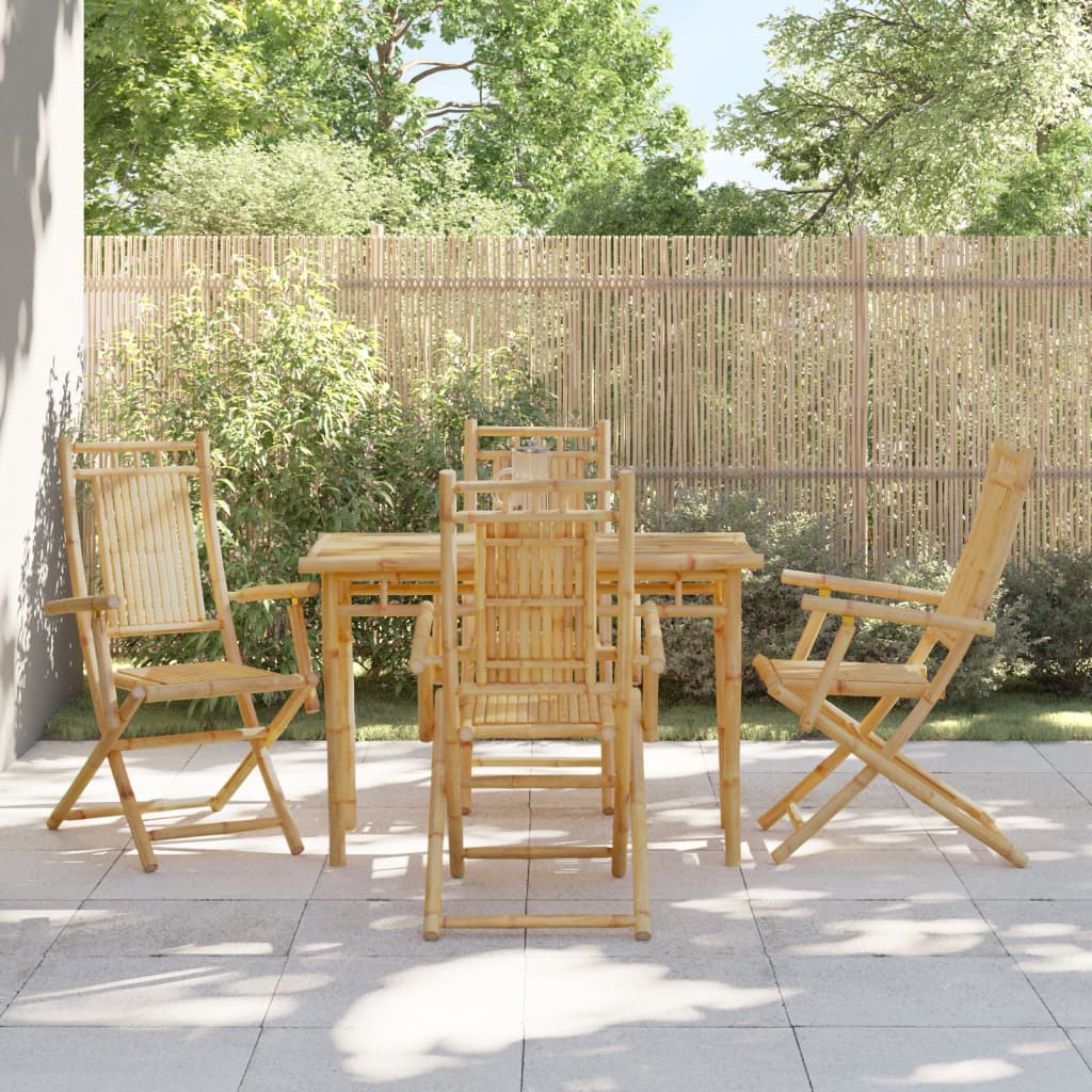 Garden Chair Set of 4 Natural Bamboo Bamboo Standard Foldable
