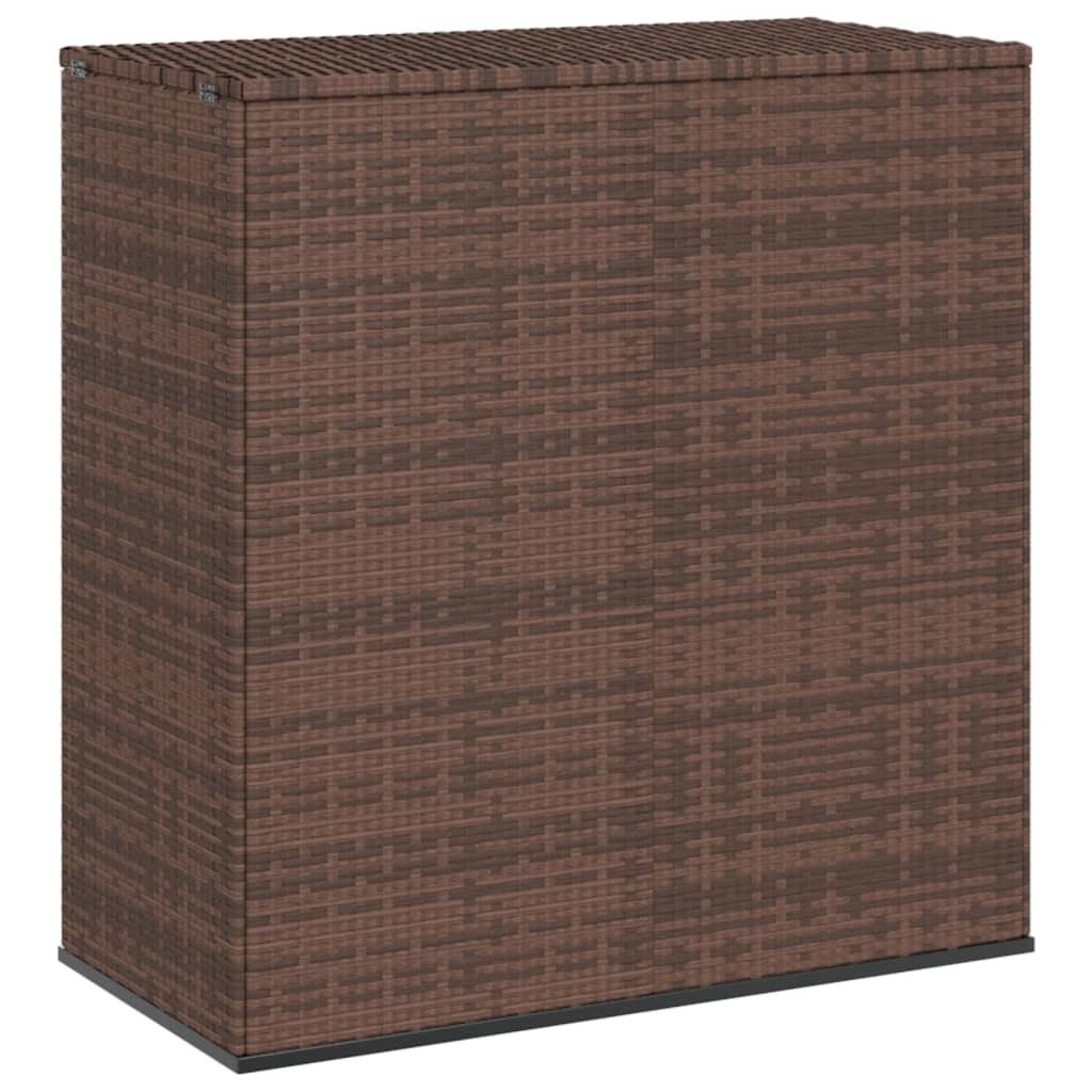 Cushion Box Brown PE Rattan, Powder-Coated Steel