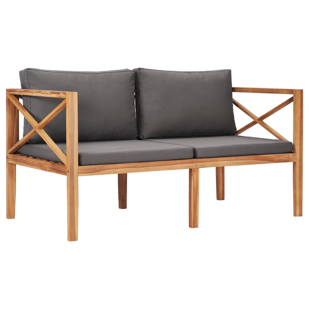 Garden Bench Dark Grey Sanded Teak Hardwood Medium Durable