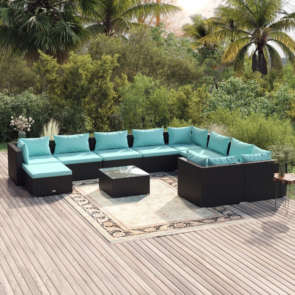 Garden Lounge Set Black