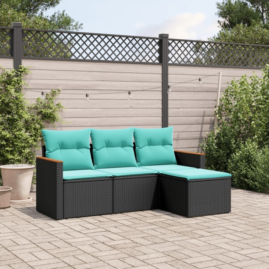 Garden Sofa Set Black, Blue