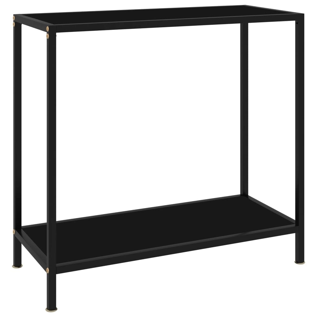 Console Table Black Tempered Glass & Powder-Coated Steel Medium