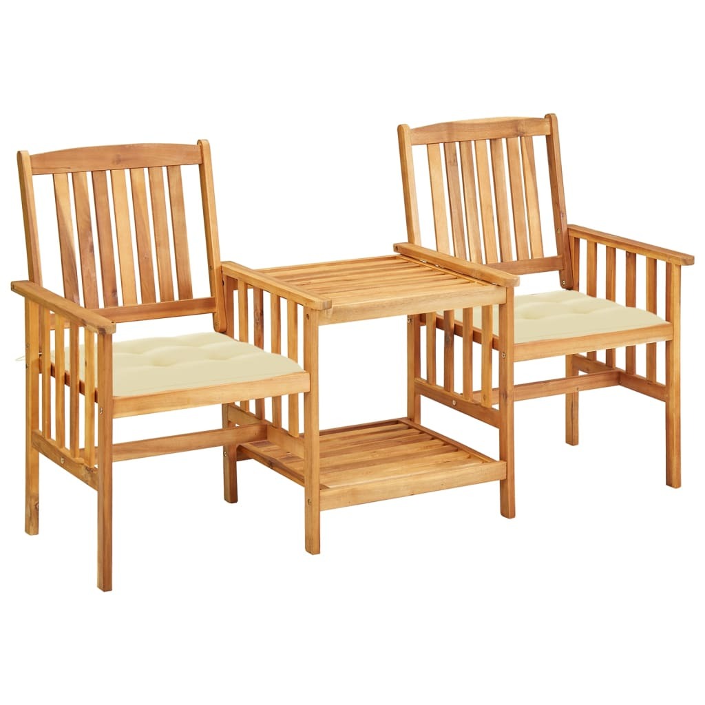 Bistro Set Cream (Cushion), Natural Wood