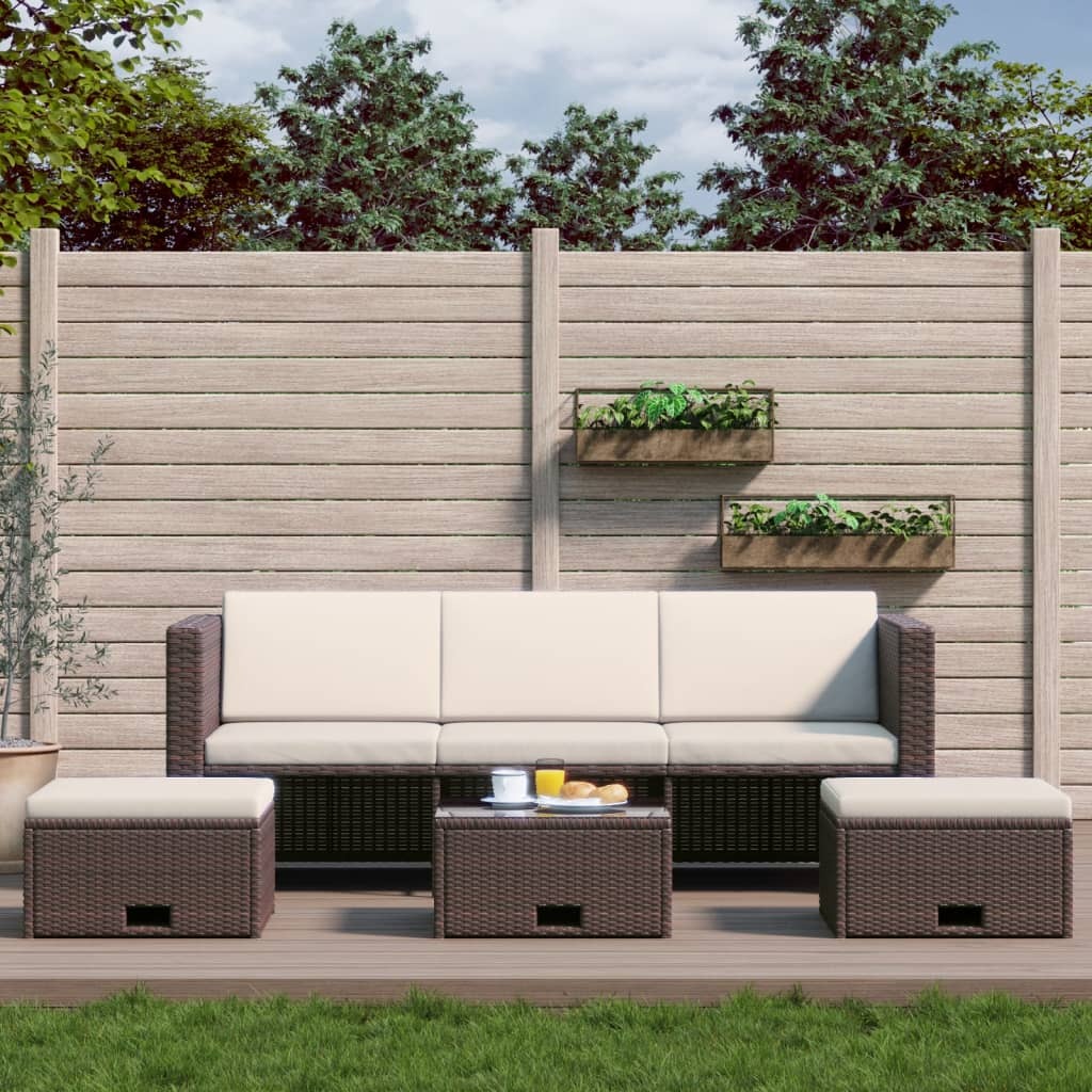 Garden Sofa Brown and Cream White