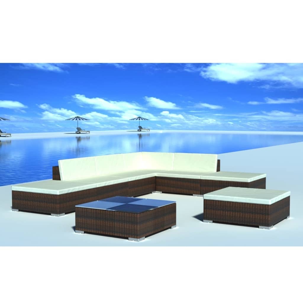 Garden Lounge Set Brown, Cream White